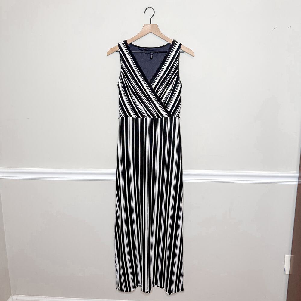 White House Black Market Black & White Striped Maxi Dress